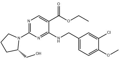 5 - asam pirimidinecarboxylic, 4-[[(3-chloro-4-methoxyphenyl) methyl] amino] -2-[(2s) -2- (hidroksimetil) -1-pyrrolidinyl]-Ethyl Escas No.:330785-83-6-6-6-6